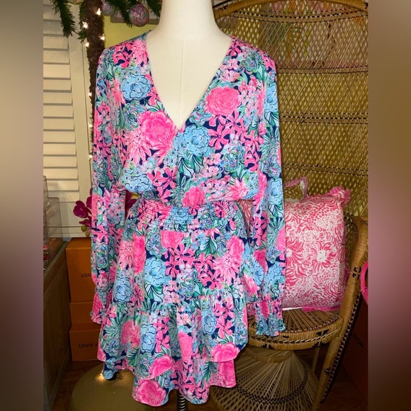 Lilly Pulitzer NWT Cristiana Stretch Dress Navy Always Be Blooming Size 8,10,14 - Picture 9 of 11